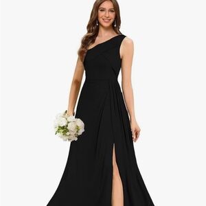 Elegant Black One-Shoulder Evening Dress